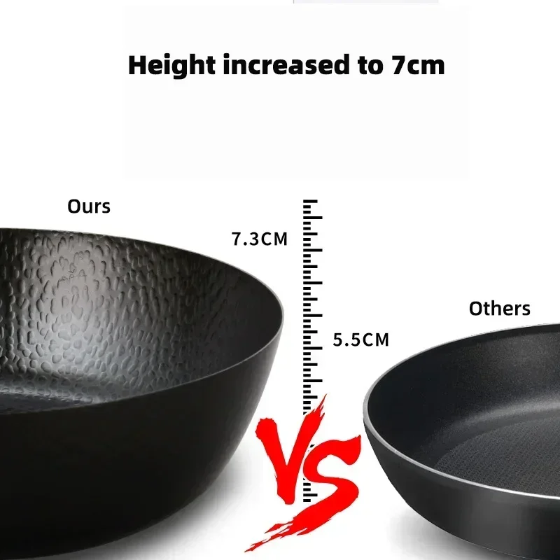 28cm High-Grade Iron Wok Pan Without Coating Household Cooking Pot Deeper Fry Pan Gas Stove Induction Cooker Applicable Cookware - view 6