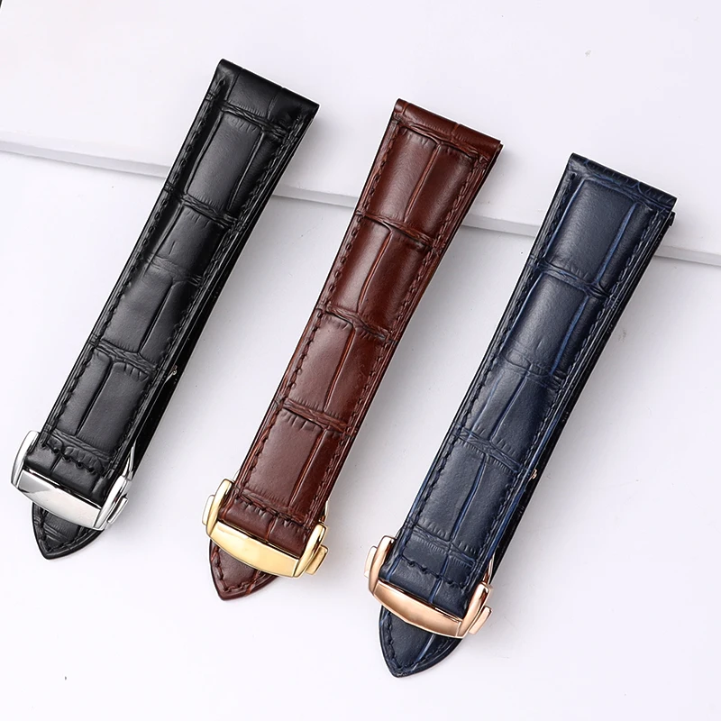 Genuine Leather Watch Strap For Omega Watch Speed Seamaster Band Strap Deployant Clasp  Men Watchband 18mm 20mm 21mm 22mm