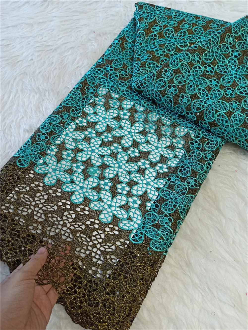 جديد الأبيض الزفاف الدانتيل النسيج 2025 الأفريقي جبر فستان الدانتيل المرأة عالية الجودة أنيقة الدانتيل مواد الخياطة لحفل الزفاف H143-1 #1