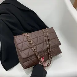 100% Polyurethane Solid Color Chain One-shoulder WOMEN'S Bag Versatile Sewing Small Square Bag Cross-body Bag