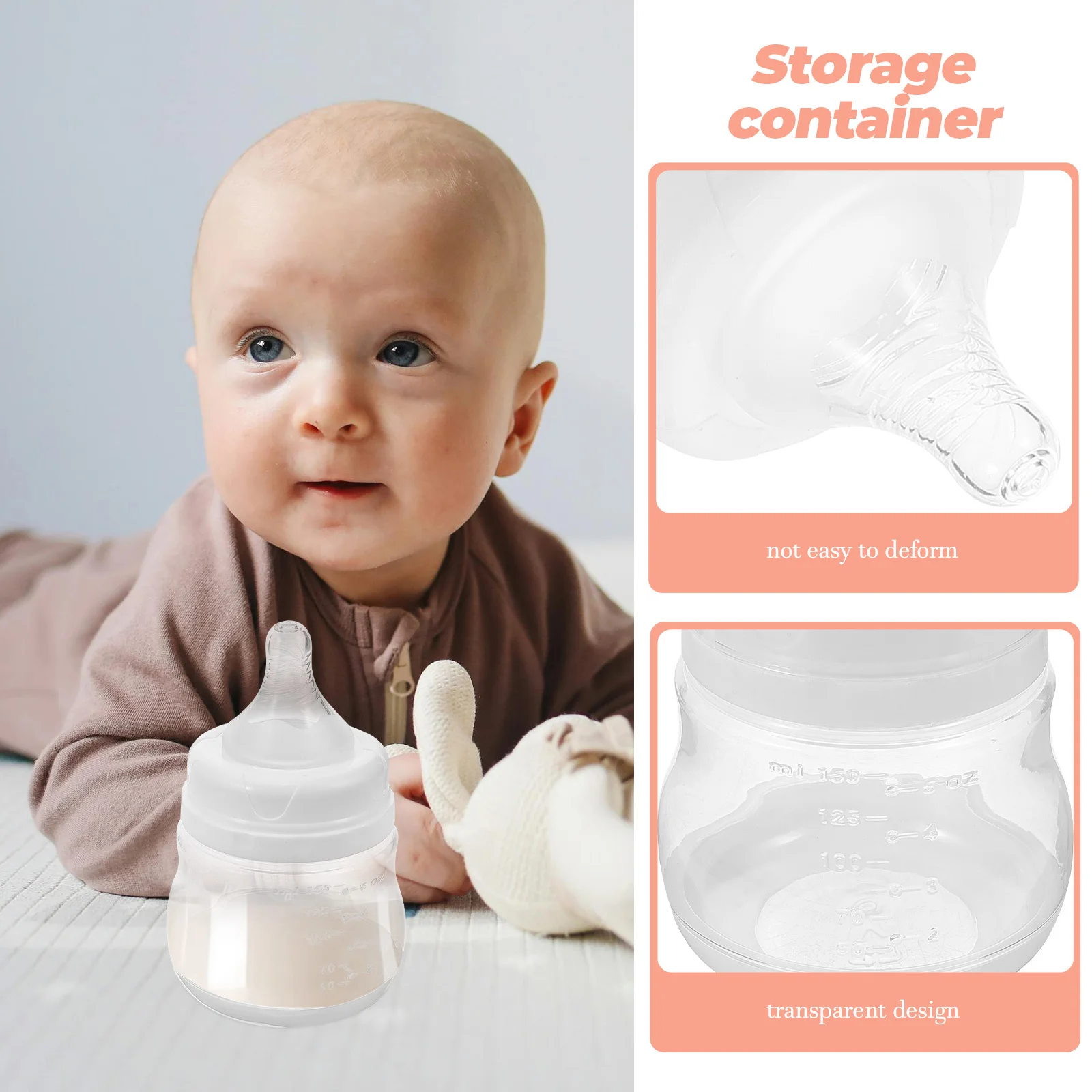 زجاجات تخزين حليب الثدي 150 مل مادة Pp واسعة الرقبة مانعة للتسرب سهلة التنظيف للاستخدام في ضخ التبريد #2