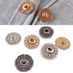 5Pairs Gold/gun/black Metal Snap Button Clasp Buttons Flower Shape Invisible Coat Buttons Fashion Suit Metal Hand-Sewn Buttons