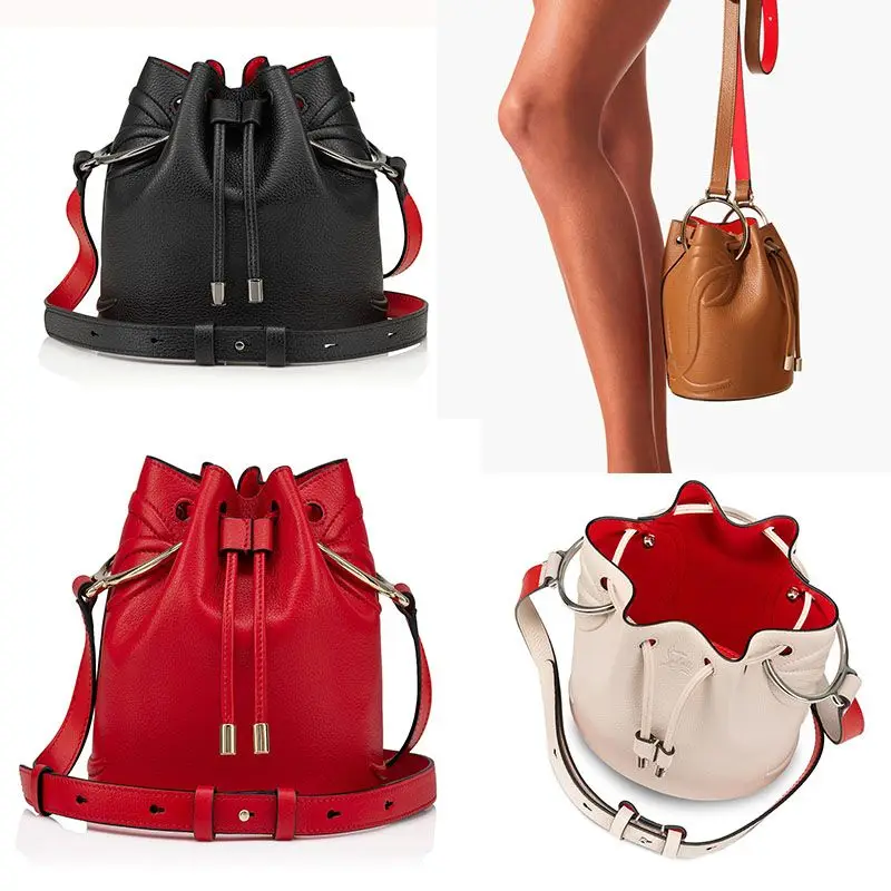 

New Women's Fashion Bucket Bag – Black with Red Interior, Single-Shoulder Crossbody,Versatile & Trendy European & American Style