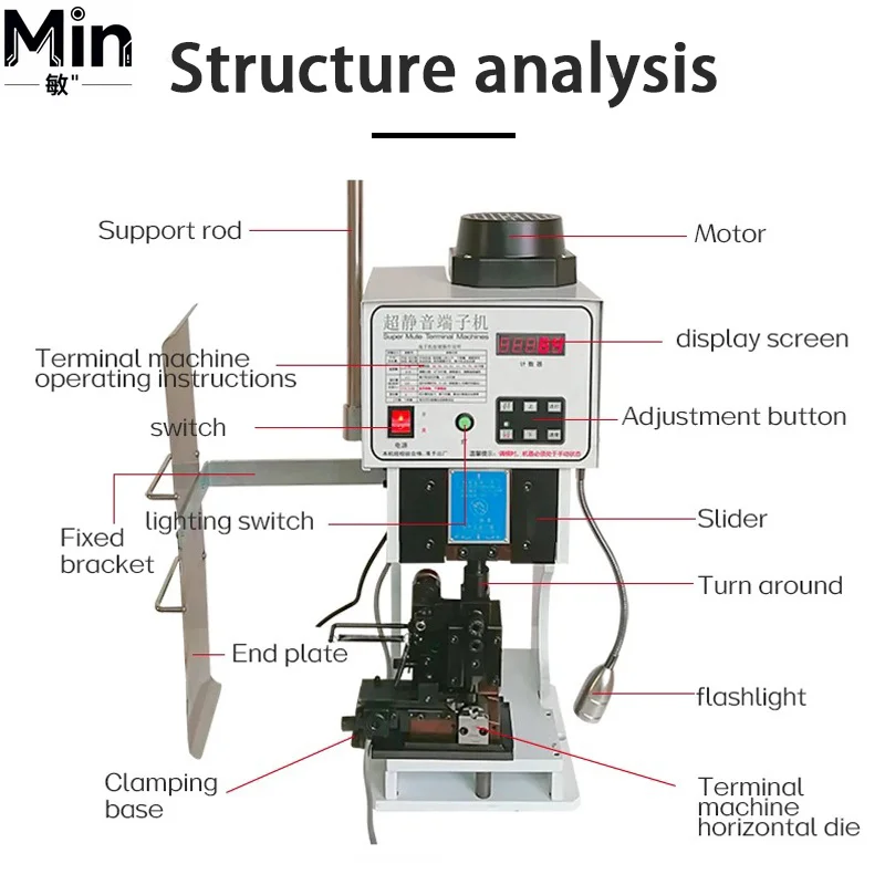 1.5-3T Force 2000pcs/h High Speed Automatic Silent Terminal Crimping Machine Wire Cable Connector Crimping Tool with Molds
