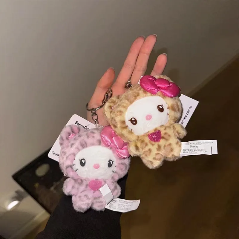 

Kawaii Hello Kitty брелок с леопардовым узором, плюшевый мини-рюкзак, подвесное украшение со съемным брелоком, милая сумка, очаровательный подарок