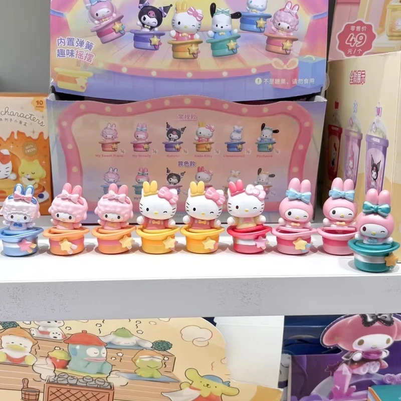 

В наличии, оригинальная серия Sanrio Amazing Magic Hat, мини-погремушки с фасолью, коллекционные сумки Hellokitty, подарок, аниме Hellokitty, слепая коробка