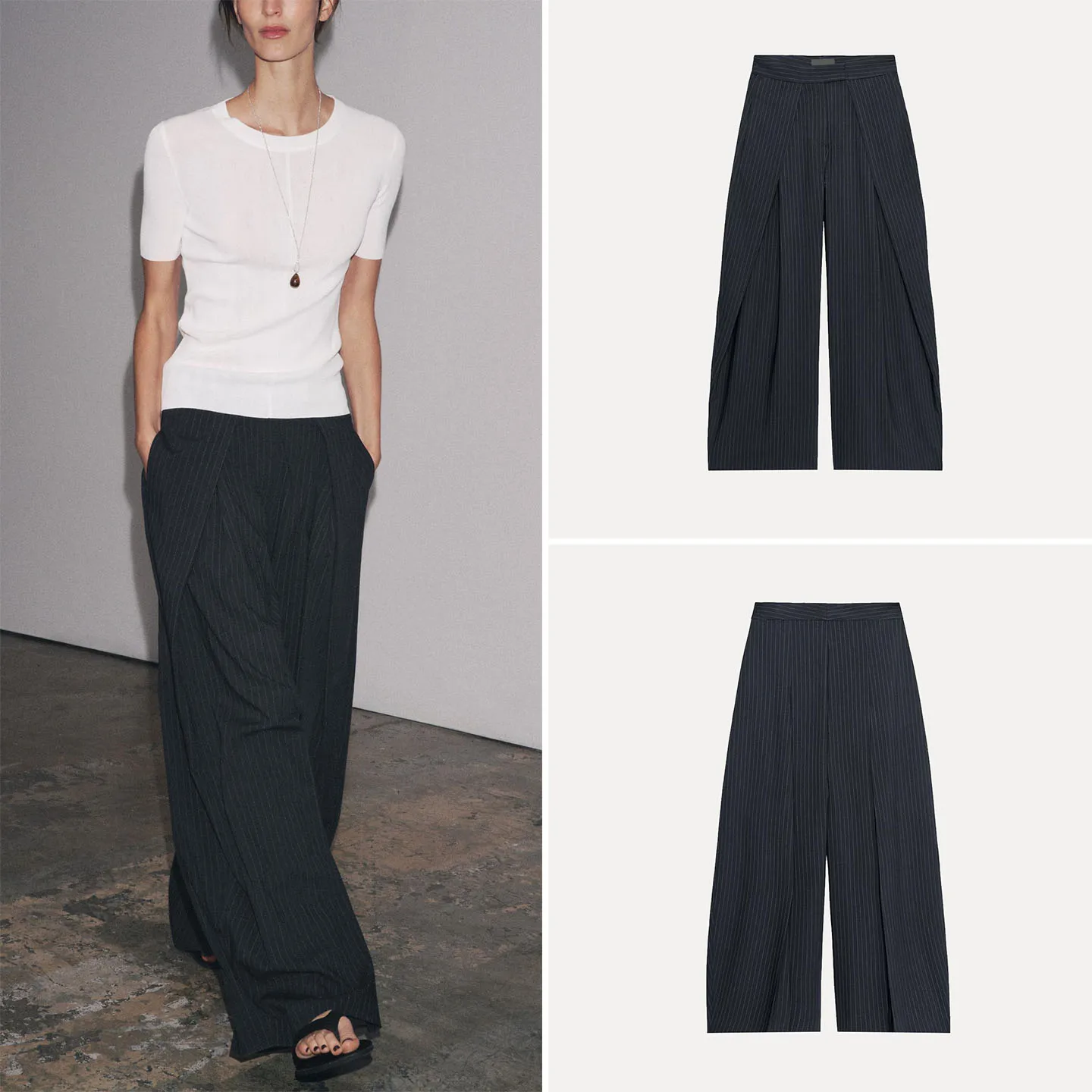 Casual Striped Slim Fit Wide Leg Pants Women's Sle Personali Autumn 2025 New Arrival Z l Waist Other Material