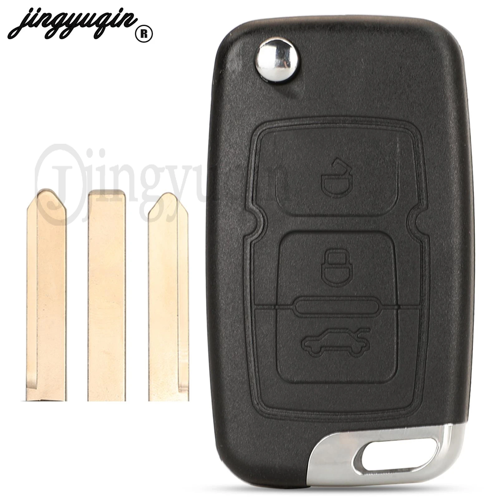 jingyuqin 3 Buttons Remote Flip Car Key Shell Case For Geely Emgrand Uncut Blade Fob Replacement