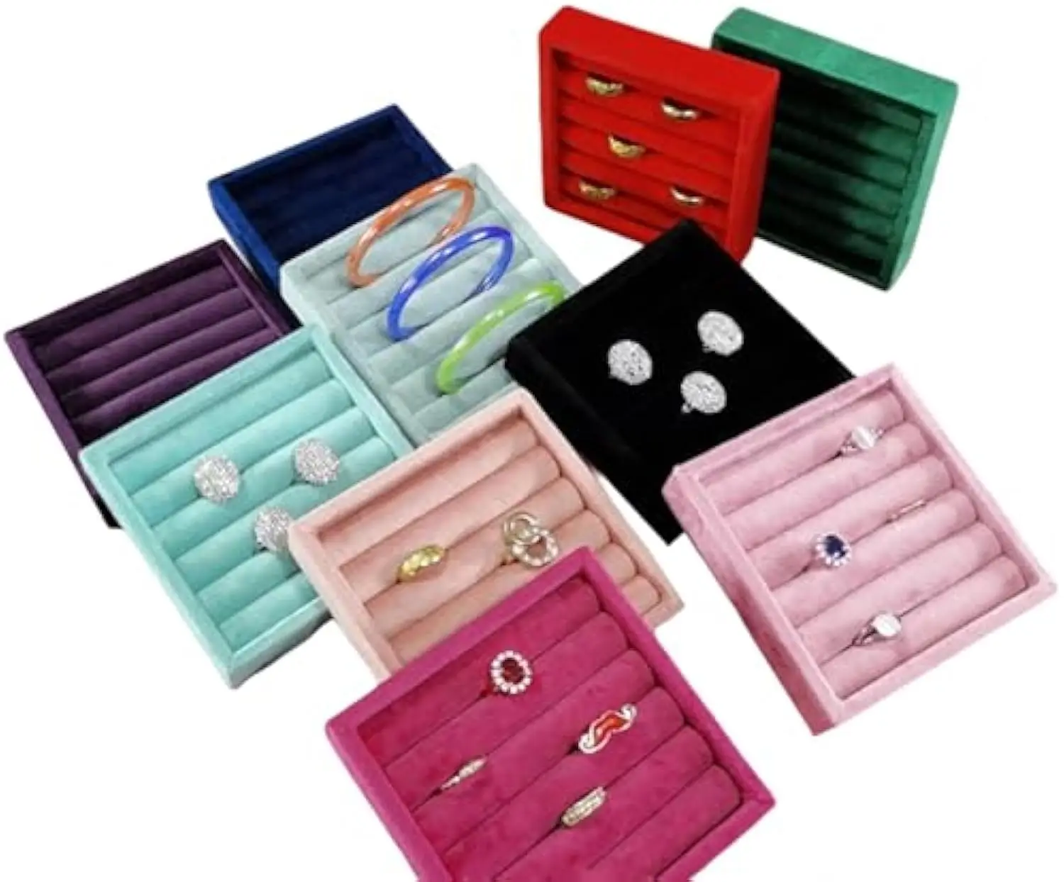 Colorful Velvet Jewelry Storage Display Tray  Ring And Ring Storage Tray And Display Plate With Dimensions 11x11 Centimeters