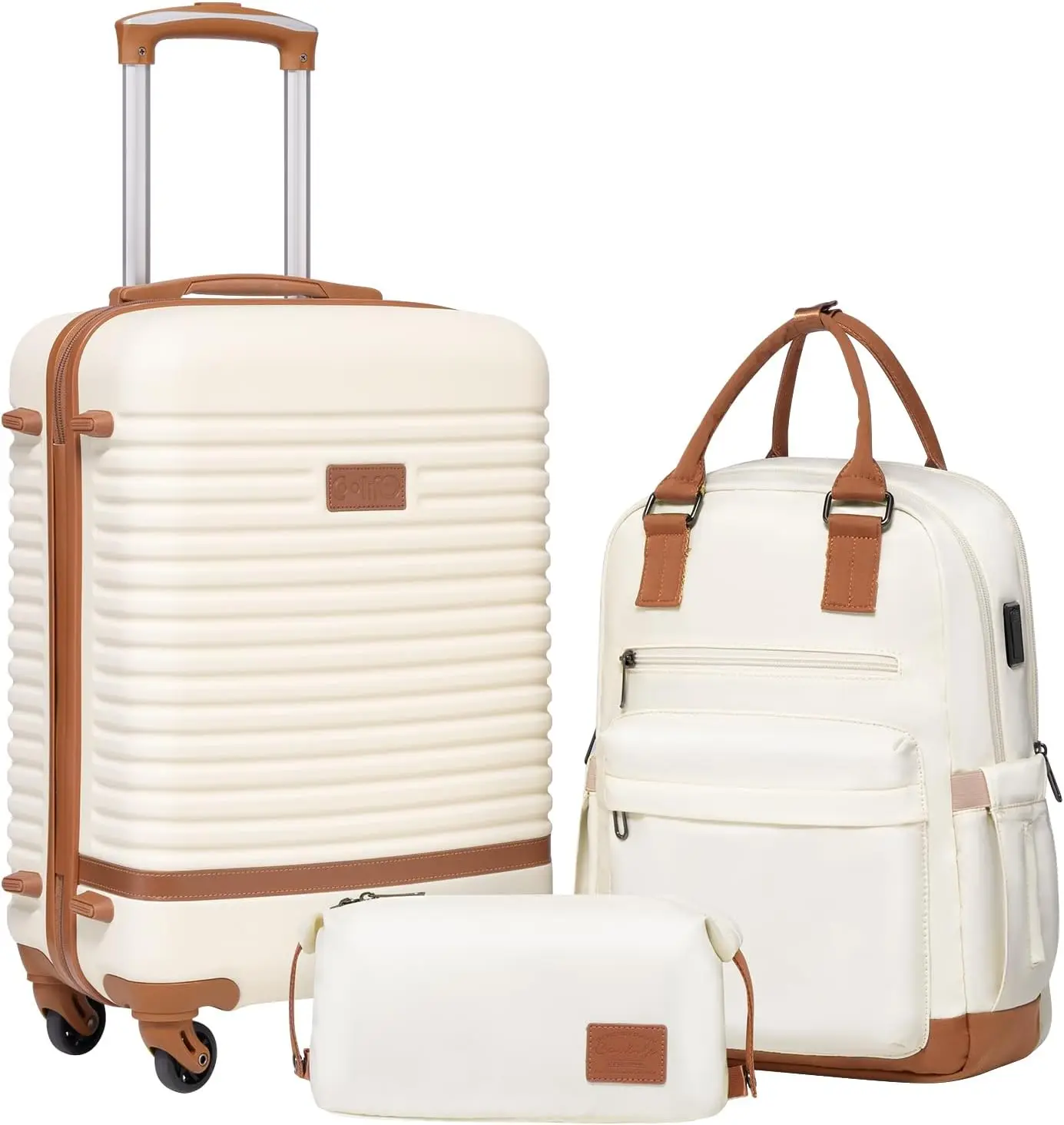 

3-Piece Lightweight Hardshell Luggage Set with TSA Lock and Spinner Wheels, White