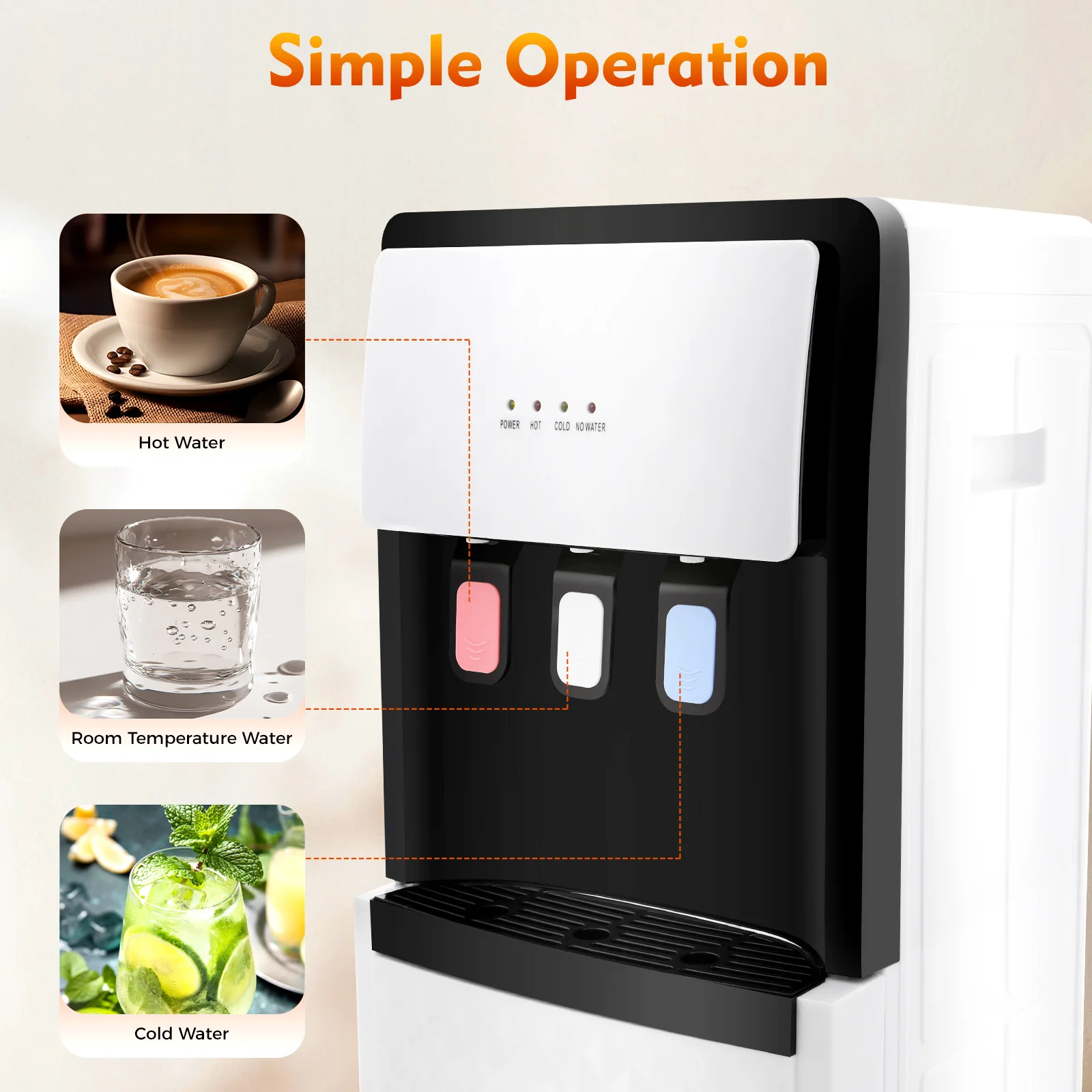 500W Bottom Loading Hot & Cold Standing Water Dispenser with Anti-slip Bottom for, Offices, Nurseries, Homes, Gyms, Kitchens