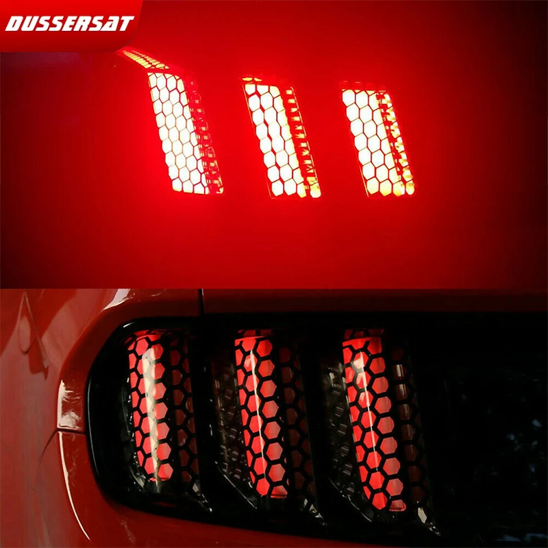 Upgrade Your Vehicle's Look: Universal Black Honeycomb Tail Light Stickers - DIY Smoke Film Decal Sticker for Car Fog Lights