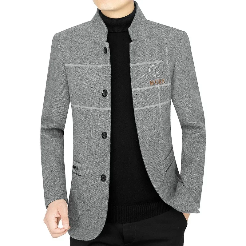 New Autumn Winter Men Woolen Blazers Jackets Business Casual Suits Coats Wool Blends Male Slim Fit Blazers Coats Mens Clothing 4