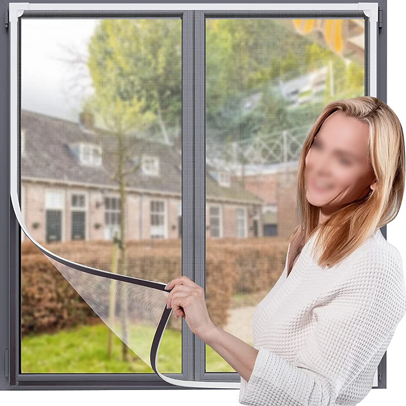 

Magnetic Window Mosquito Net Window Screen Curtain Fiberglass Washable Anti-mosquito Fine Mesh Screen Protector with Full Frame