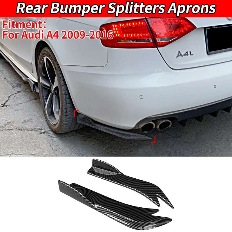 

For Audi A4 2009-2016 Car Carbon Fiber Rear Bumper Lip Wrap Angle Splitter Diffuser Canard Plastic Scratch Protector Accessories