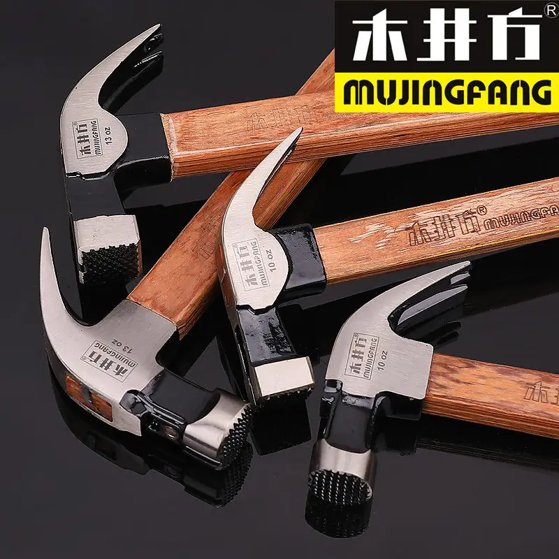 

Молоток Mujing с квадратным когтем, ручка из цельного дерева, поверхность зуба, маленькая бытовая квадратная головка, круглая головка