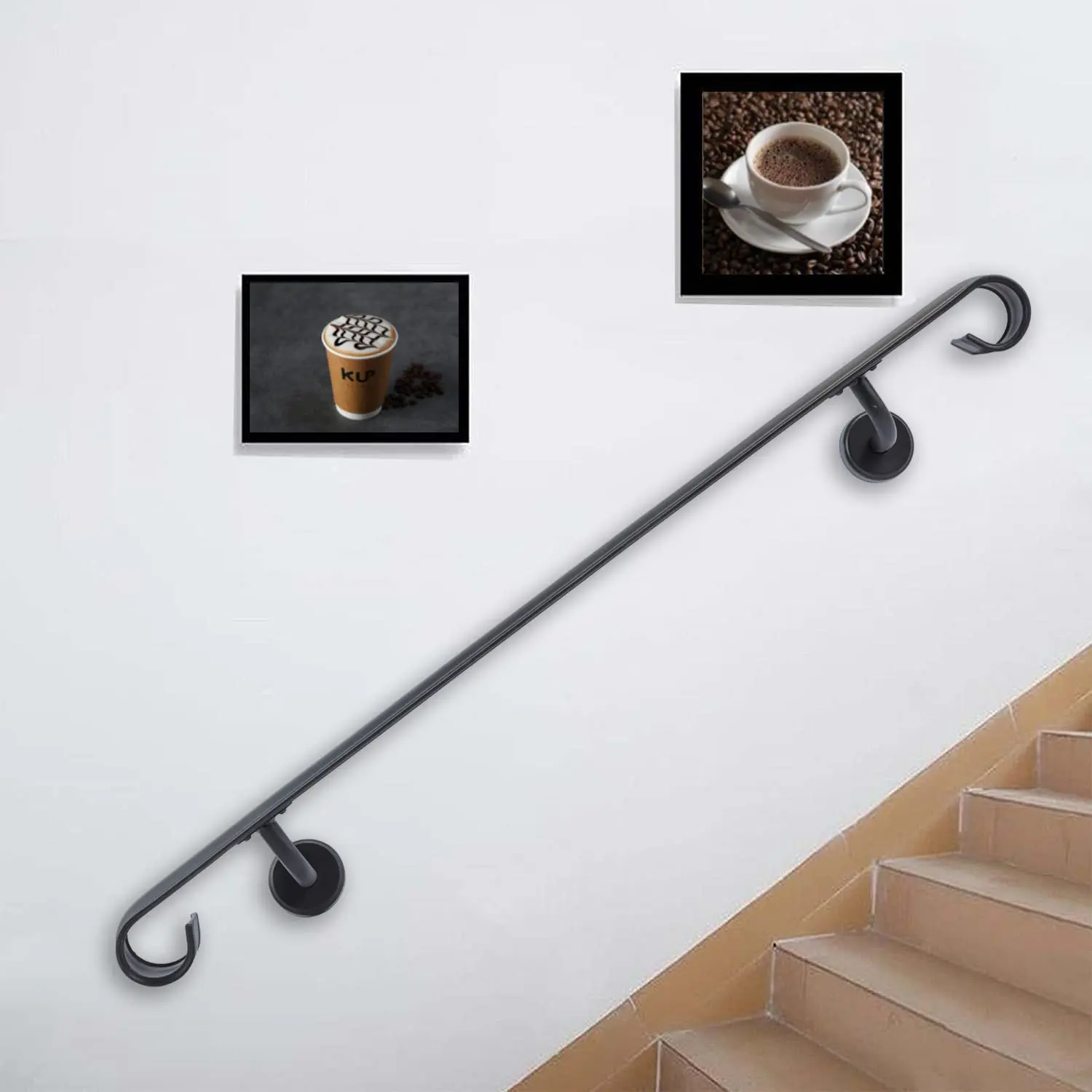 Pasamanos de pared Pasamanos de escalera de hierro forjado Pasamanos de montaje en pared aptos para 4-5 pasos para escaleras interiores o exteriores