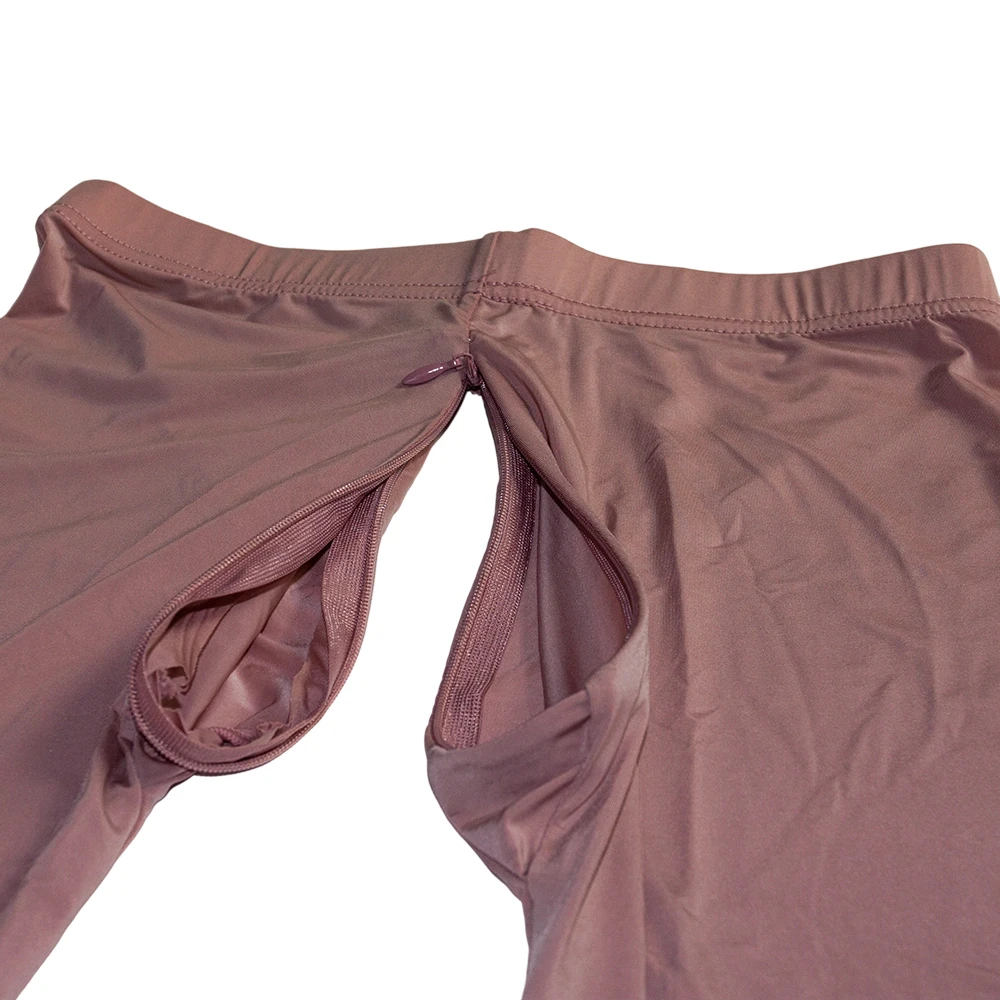 Zipper Crotch Summer See Through Yoga Pants High Waist Sexy Leggings Tight Nylon Women