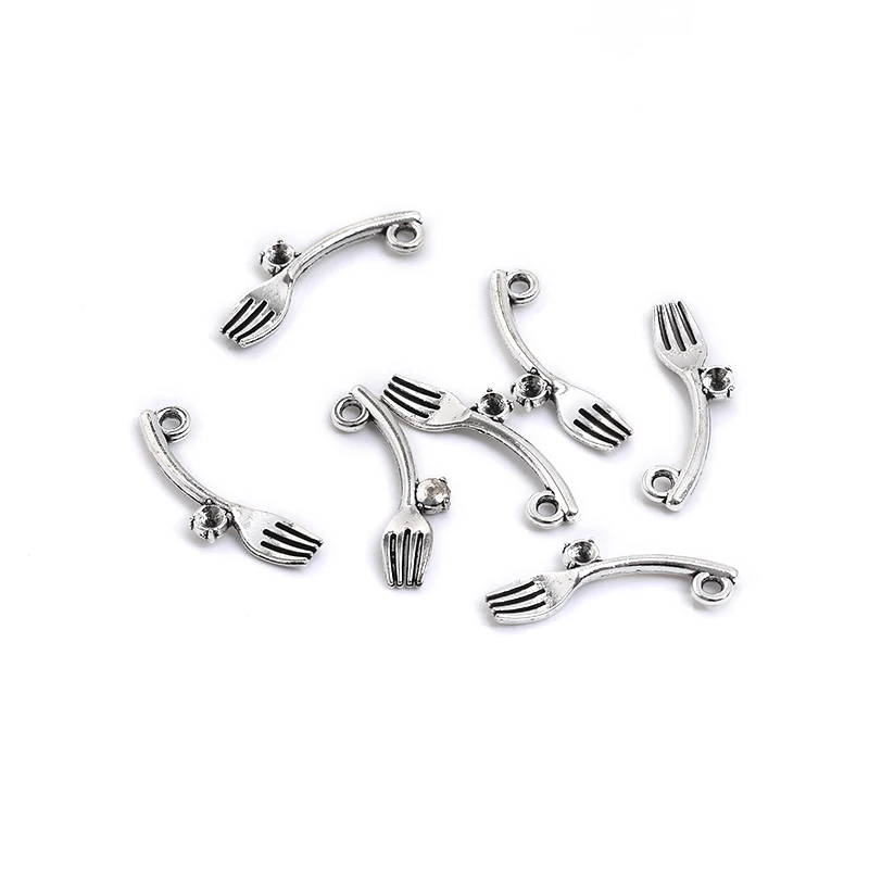 Vintage 50 Pcs Cute Forks Spoons Charms Fit  DIY handmade Earrings necklace bracelet Crafts Jewelry Accessories