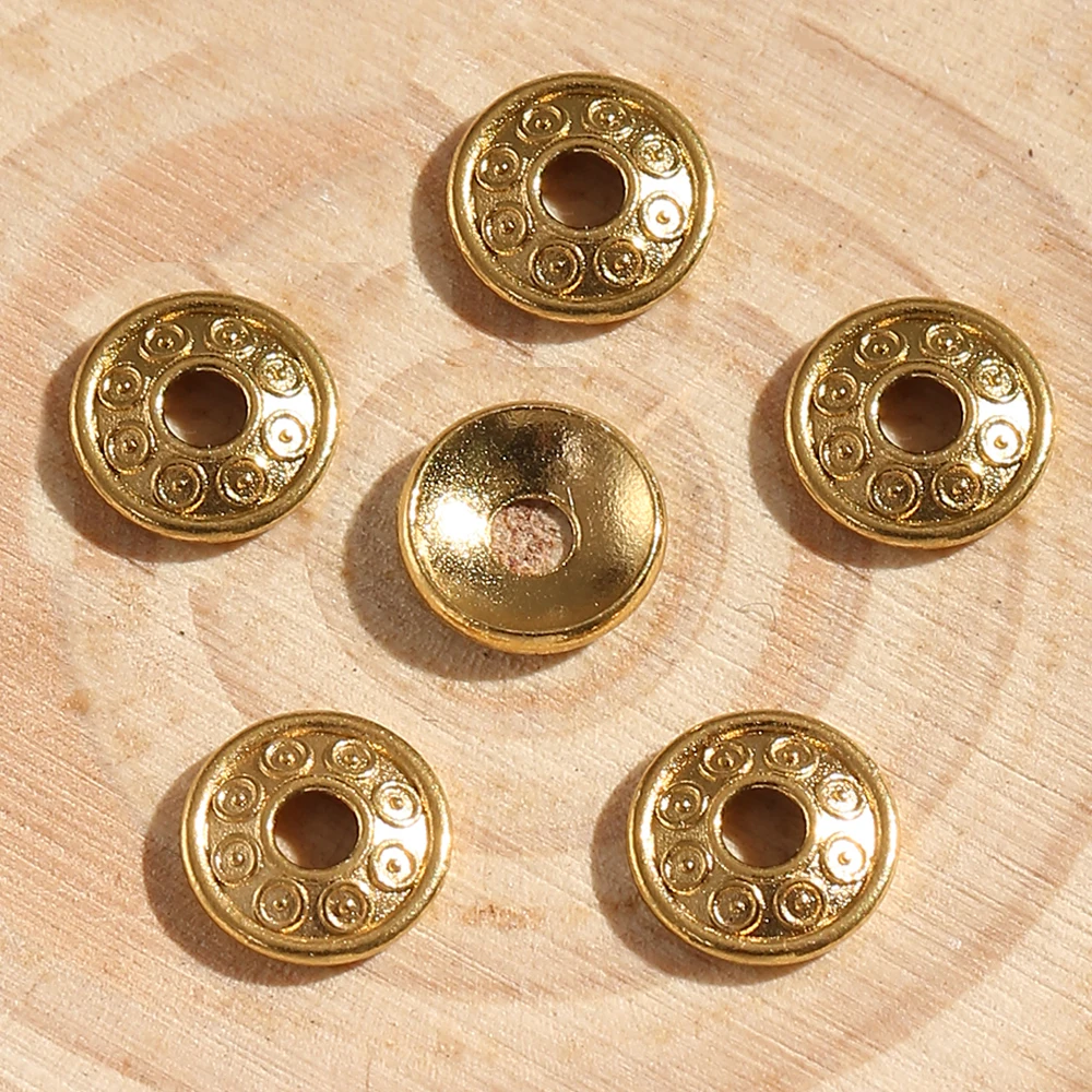20 قطعة 6 مللي متر الفولاذ المقاوم للصدأ الذهب زهرة حبة قبعات نهاية خزر عازل Charms حبة لصنع المجوهرات لوازم النتائج بالجملة #3