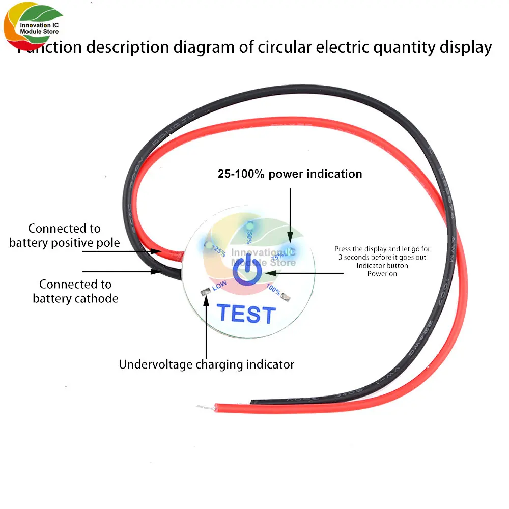 1S 2S 3S 4S 5S 6S 12V Lead-acid Battery power display round battery power indicator under voltage prompt anti reverse connection