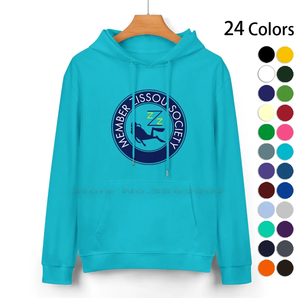 Member Zissou Society Pure Cotton Hoodie Sweater 24 Colors Steve Zissou Life Aquatic Movie Wes Anderson Bill Murray Fan Team