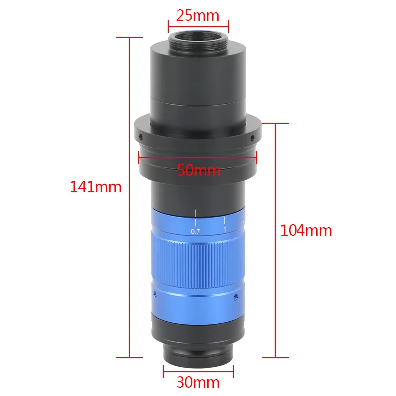 W050 W075 Barlow Lens Adjustable 0.7X-5.6X Continuous Zoom C-mount Lens Monocular For HDMI USB Digital Video Microscope Camera view 3