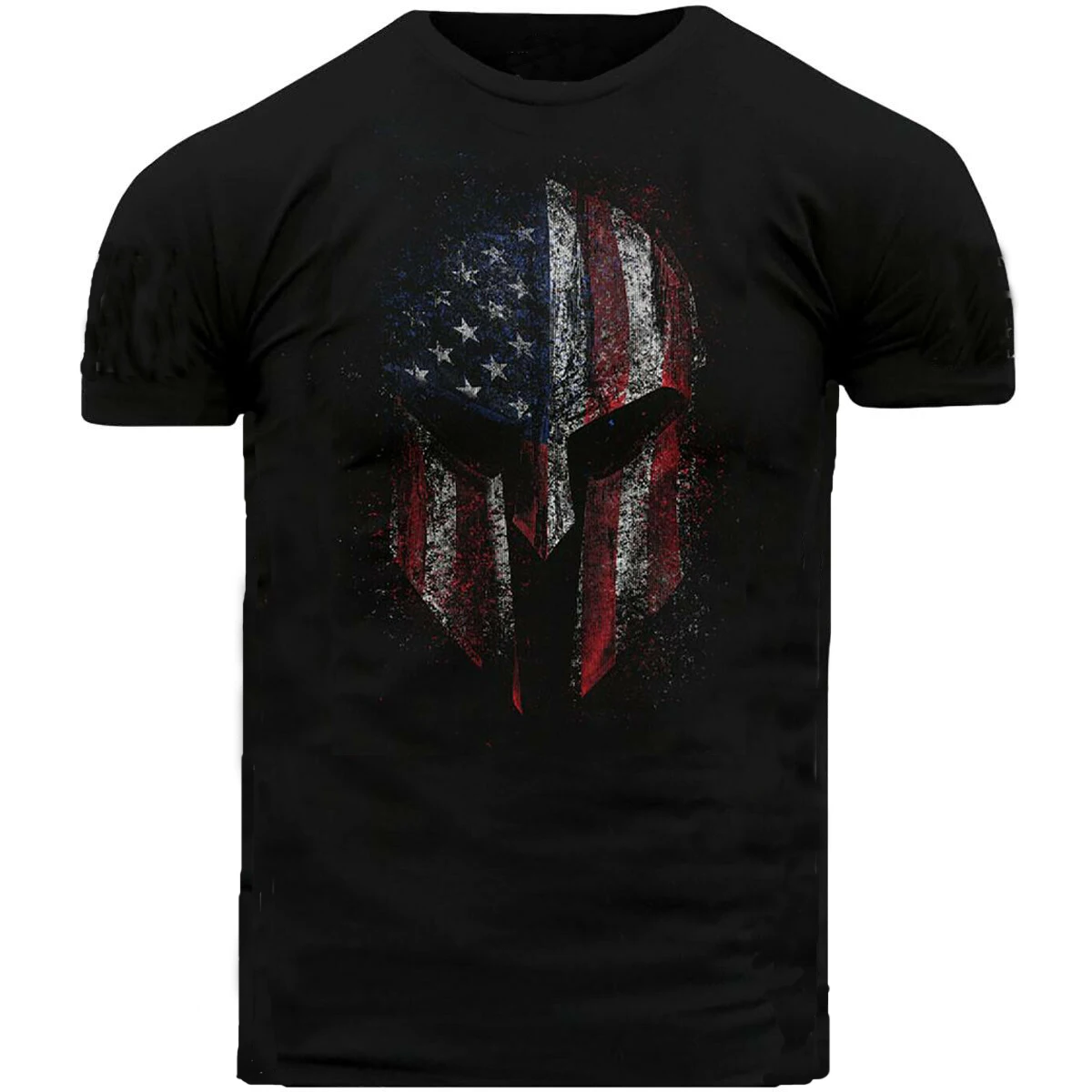 

American Flag Sparta Helmet Men's T-Shirt Cotton Round Neck Short Sleeve T Shirt