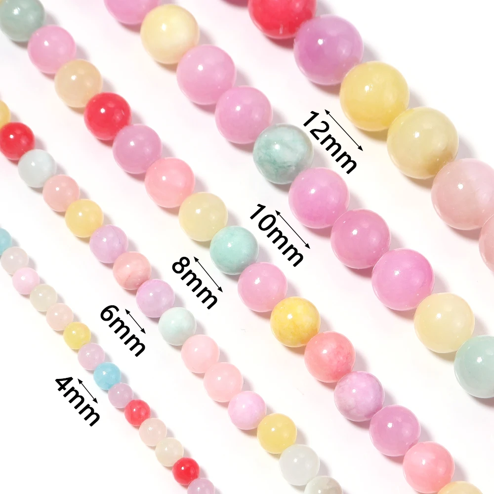 Ca. 30–60 Stück, 4–12 mm, gelbe Jade-Chalcedon-Perlen, Natursteinperlen, Edelstein-Abstandsperlen für die Schmuckherstellung, DIY-Armband – Detail 1