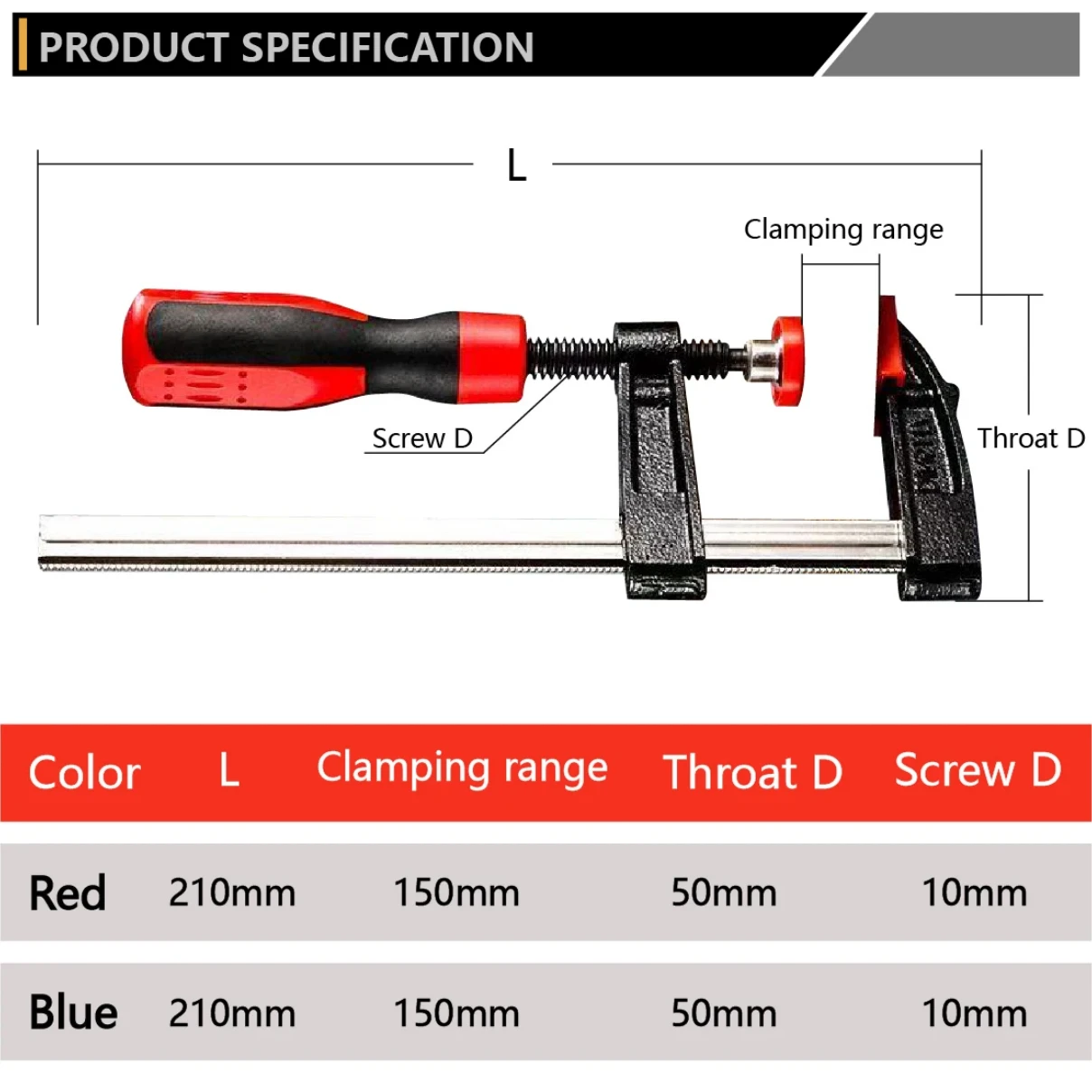 2pcs Pro F Clamp Quick-Release – Industrial-Grade Metal/Wood Clamp – High-Strength Hand Tool for Woodwork & Metalwork