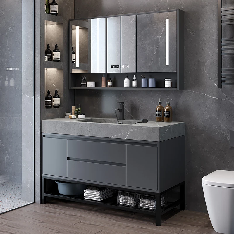 Washbasin Floor Bathroom Cabinets Vintage Drawer Light Toilet Bathroom Cabinets Intelligence Partition Mobiletto Bagno Furniture