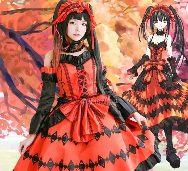 

Date A Live To Kisaki Kurumi Cosplay Costume Wig with Ponytails Palace Princess Skirt Cartoon Halloweenlolita Gotham Special Wig