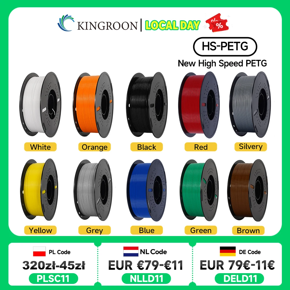 KINGROON najnowszy HS-PETG filament do drukarki 3D 1.75mm szybki materiał do druku 3D Hyper PETG 5KG 10KG Mix…