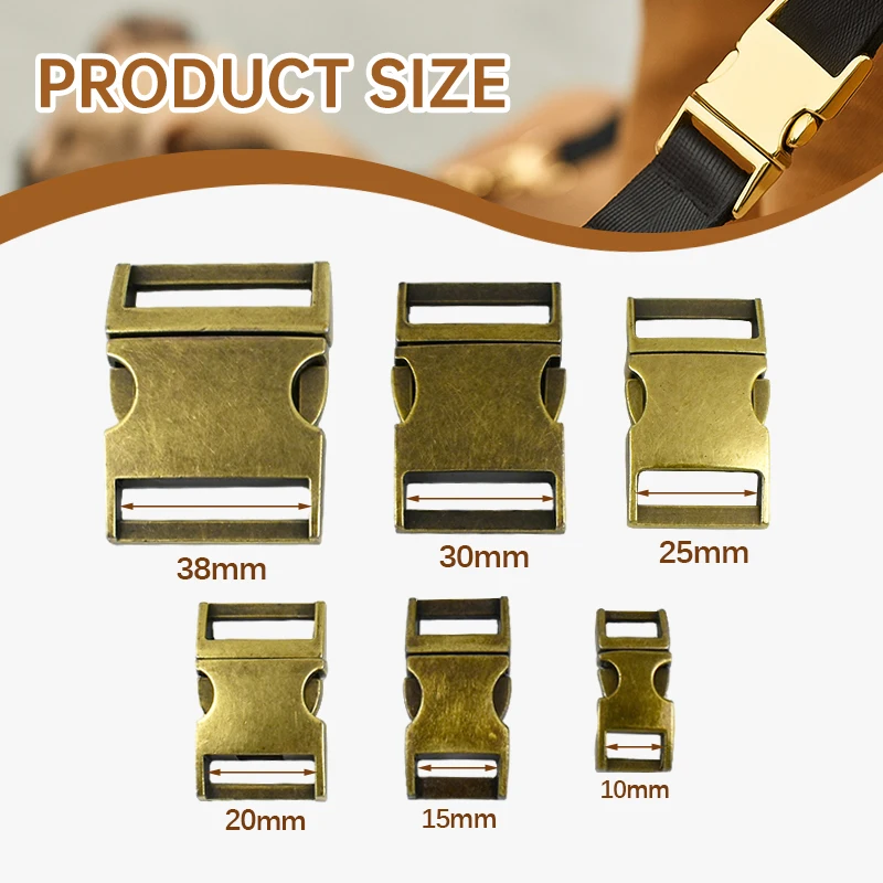 1/2Set 16-38mm Metal Quick Release Buckles Backpack Clasp Pet Collar O D Ring Hooks Tri-Glider Side