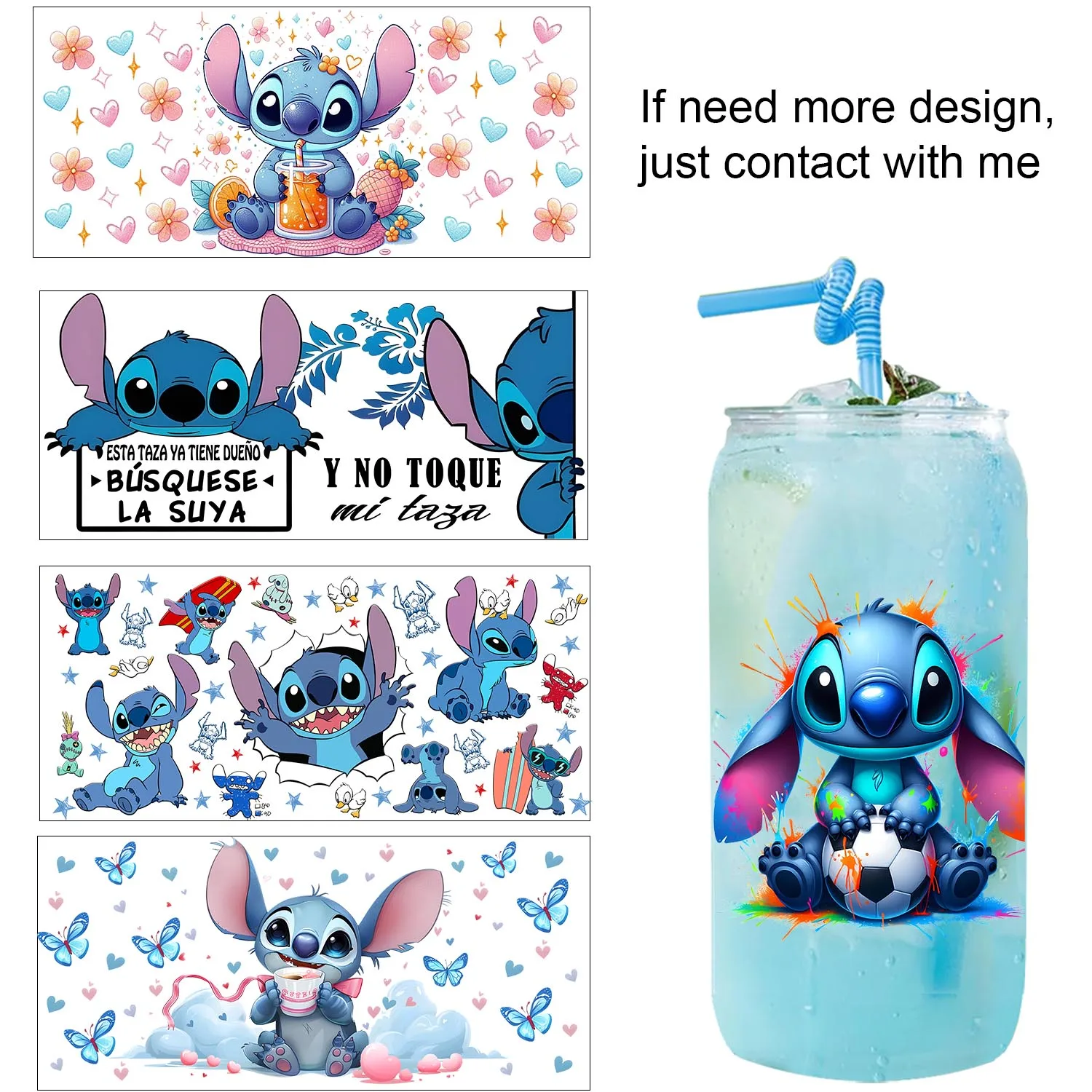 

Funny Cute Stitch Lilo easy peel waterproof Party DIY Decals 3D transfers uvdtf tumbler seal stickers 16oz uv dtf cup wraps