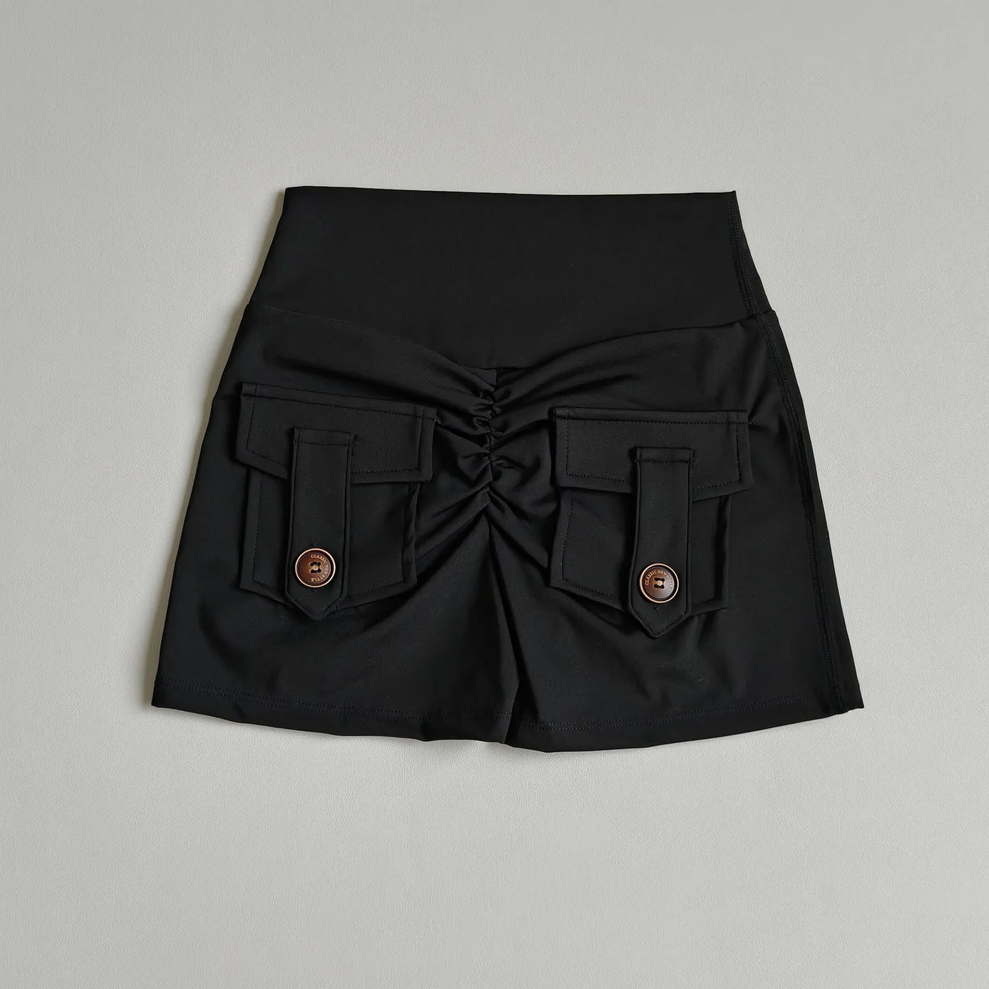 Pfirsichfarbene Dreiviertel-Sporthose mit Taschen, Po-Formende Enge Yoga-Shorts, Atmungsaktive Schnelltrocknende Fitness-Hotpants – Detail 7