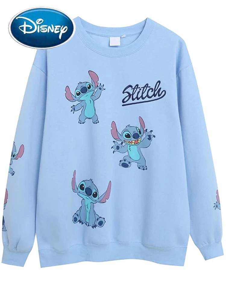 

Disney Sweatshirt Stitch Little Monster Print Letter Embroidery Women Long Sleeve O-Neck Pullover Jumper Fleece Top Streetwear