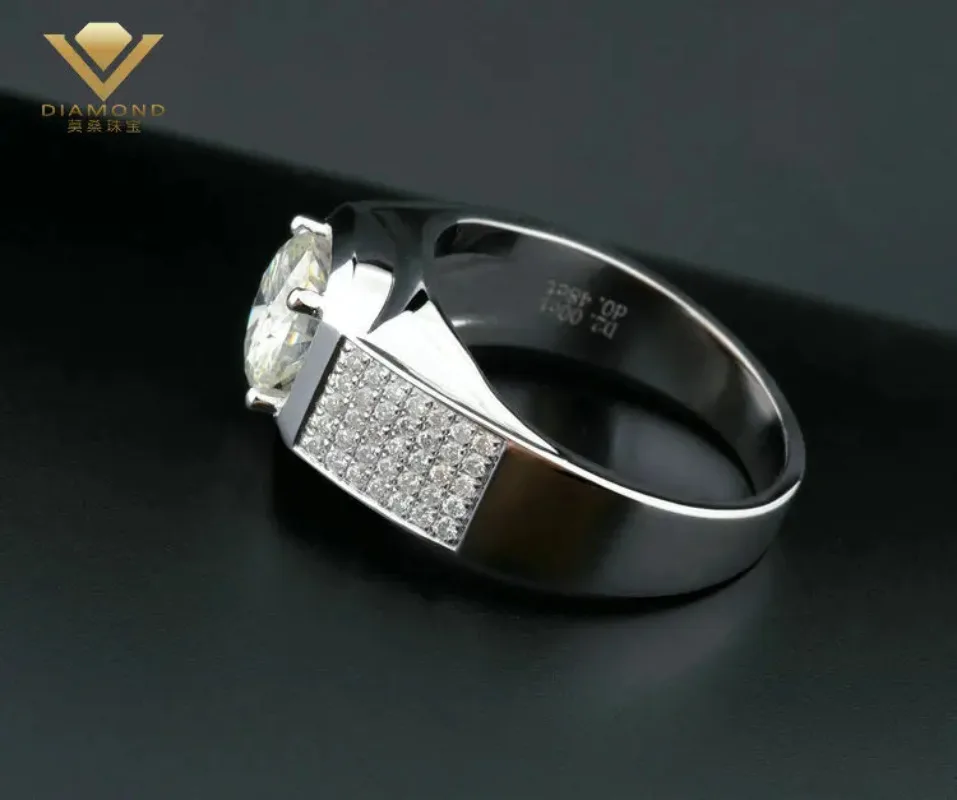 Solitaire Male Lab Diamond Ring 925 Seterling Silver Engagement Wedding Rings for Men Party Jewelry Gift