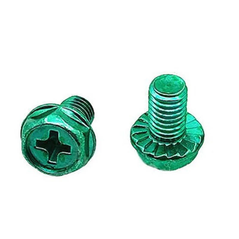 Ground wire green screw 5/32 teeth M4 metric inch tooth flange screw Cross outer hexagon with ground wire green screw