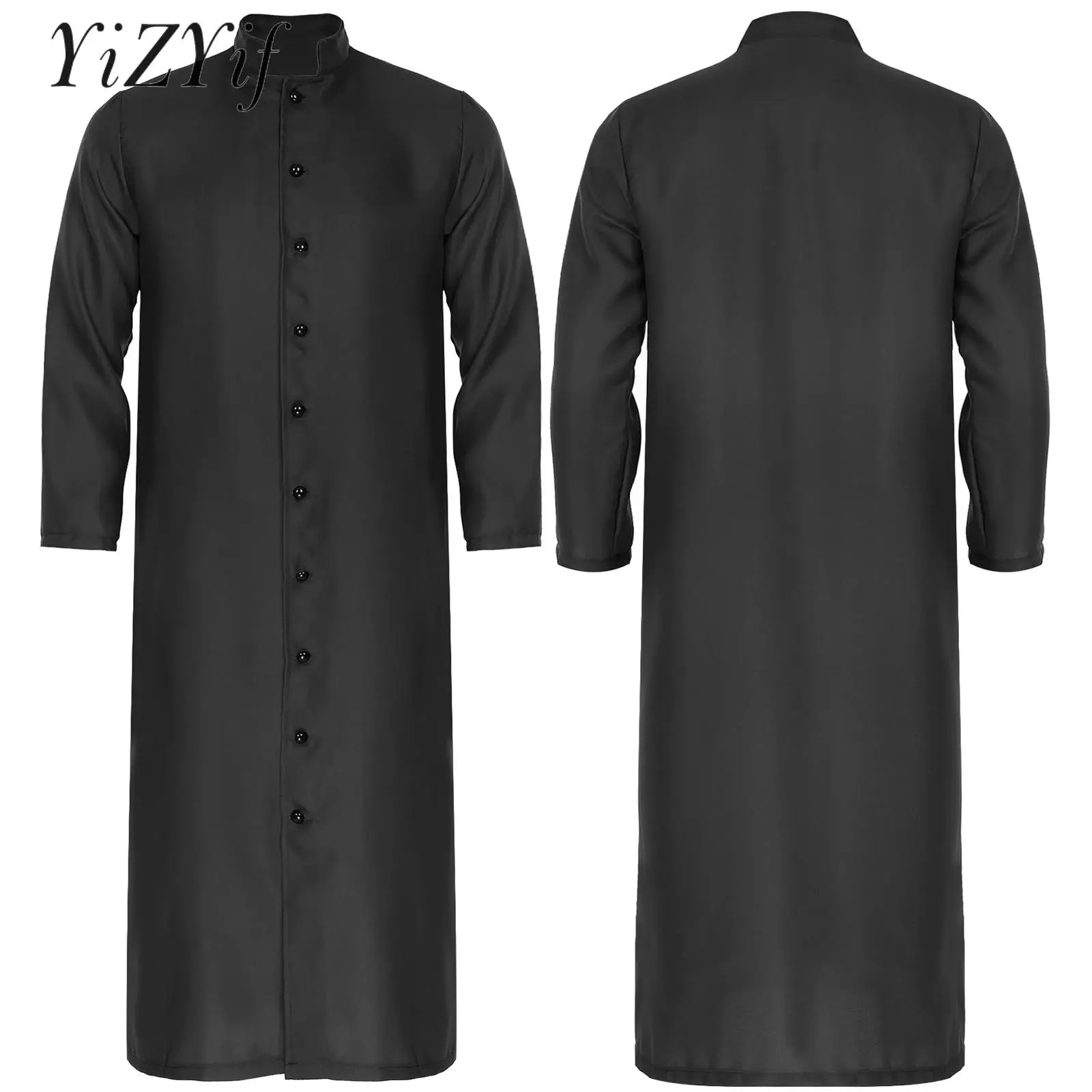 

Solid Color Minister Priest Gown Priests Father Cosplay Costume Church Clergy Prayer Long Robe Halloween Carnival Outfit Unisex