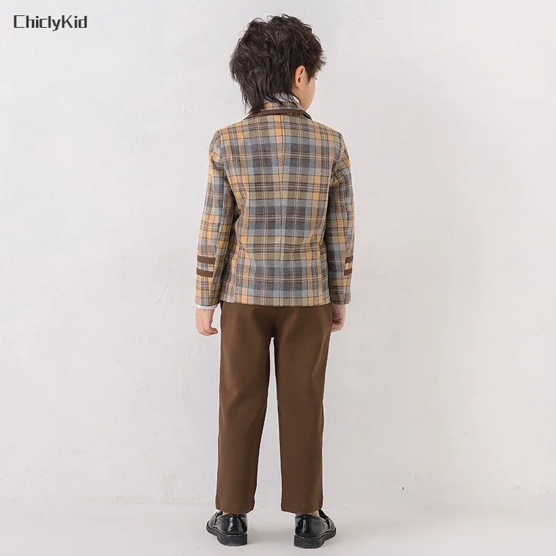 Child School Uniform Girls Korean Japanese Plaid Jacket Pleated Skirts Boys Blazers Formal Dress Suits Kids Student Clothes Sets