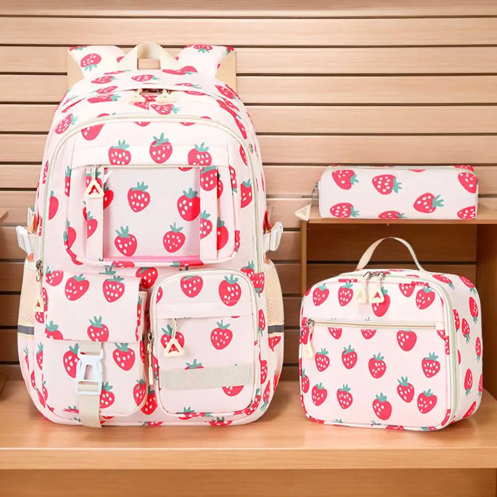 3-teiliges Set, süßer Kinder-Teenager-Rucksack mit Lunchtasche, Federmäppchen, Büchertasche mit mehreren Taschen für Grundschüler, Mittelschüler, Mädchen