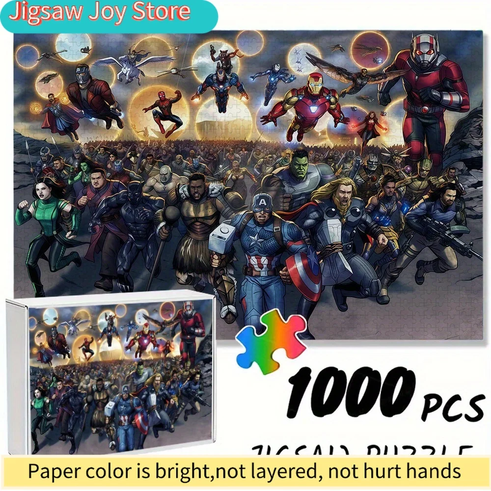 

Пазл с изображением супергероев Marvel - 74,93x50,04 см, прочный утолщенный пазл, яркий дизайн персонажей с космическим фоном, идея для подарка