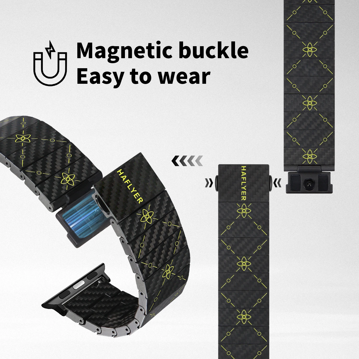 حزام Haflyer من ألياف الكربون النقي لساعة Apple - حزام ممتاز خفيف الوزن للغاية مع أداة تعديل - يناسب السلسلة 9/8/7/SE/ULT #4
