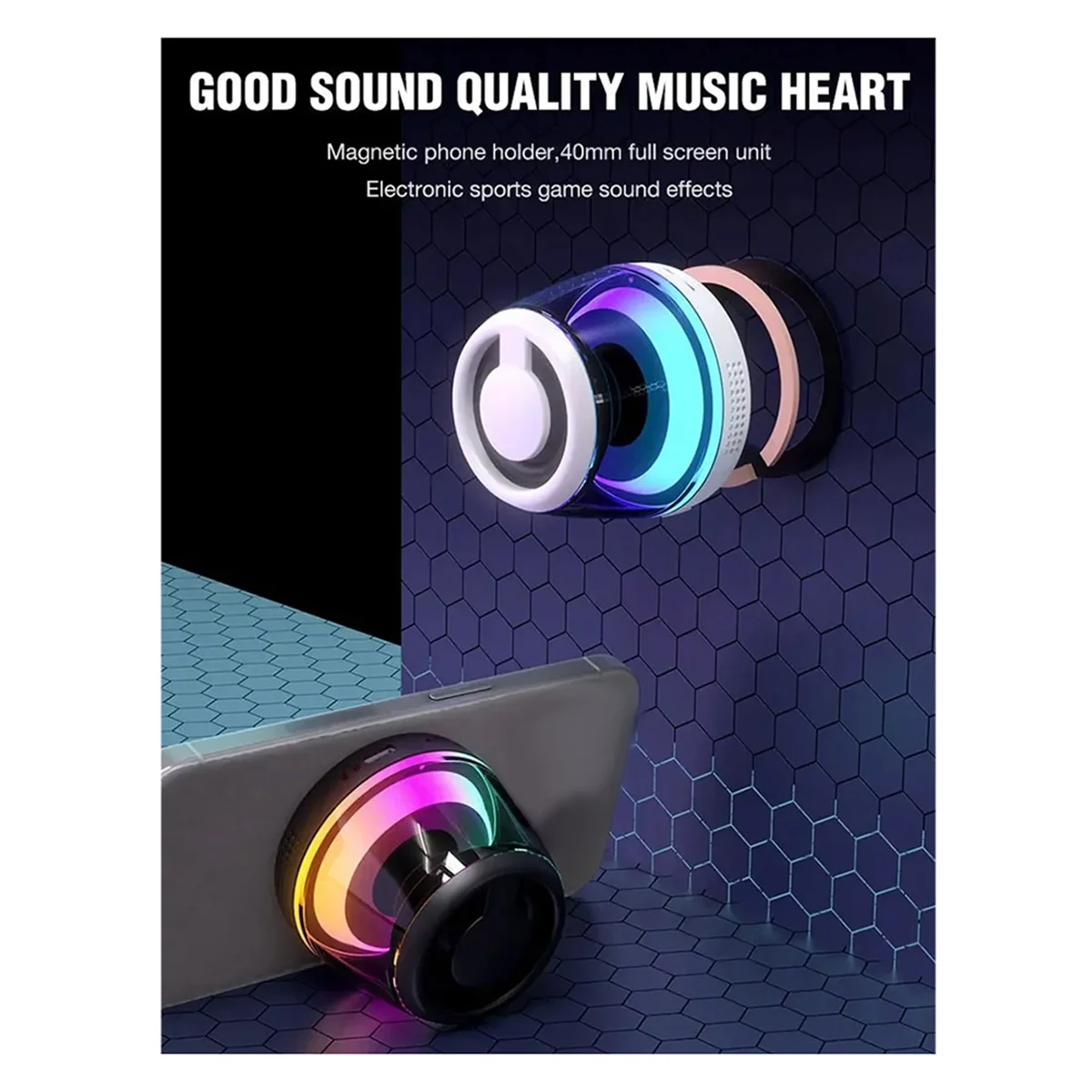 Altavoz Bluetooth magnético mejorado con iluminación RGB, caja de sonido portátil, B