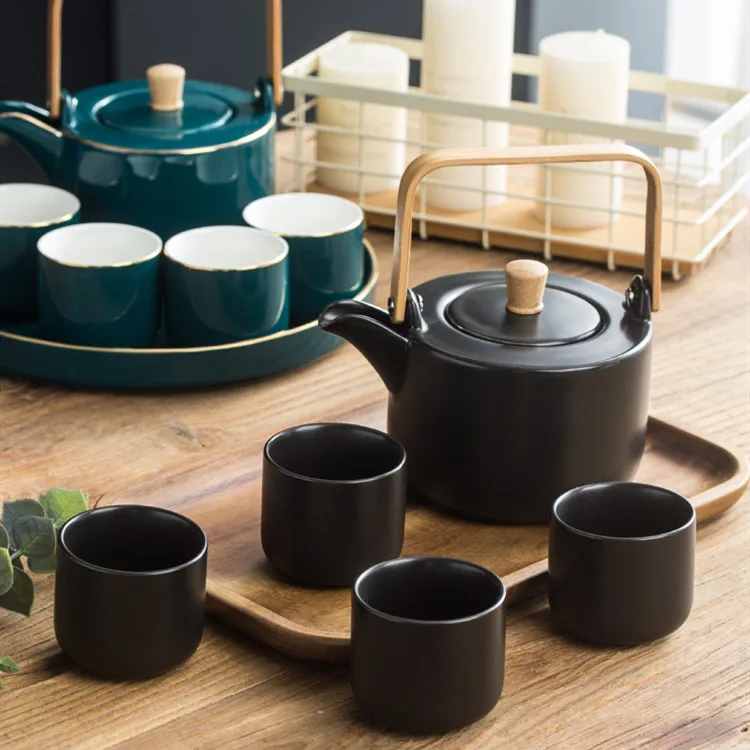 Nordic ceramics Tea set Coffee cup Suit Afternoon Household Scrub tray Kitchen decoration storage pot with - Image 3