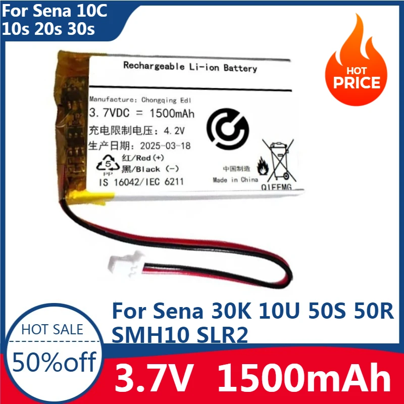 

Battery for Sena 30K 10U 50S 50R SMH10 SLR2 SP51 SHOEI GT-Air II 2019 10C 10S 20s 30S EVO Motorcycle Bluetooth Headset