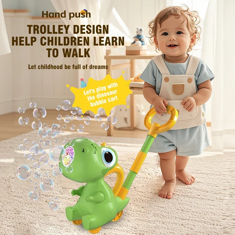 طفل الكرتون ديناصور اليد دفع آلة فقاعة 2 في 1 الكهربائية فقاعة الصابون تهب حفلة الأطفال في الهواء الطلق لعب للطفل هدية #5