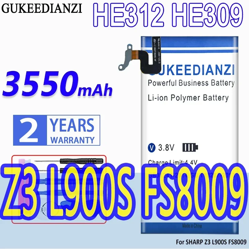 

High Capacity GUKEEDIANZI Battery HE312 HE309 3550mAh For SHARP Z3 L900S FS8009 Bateria