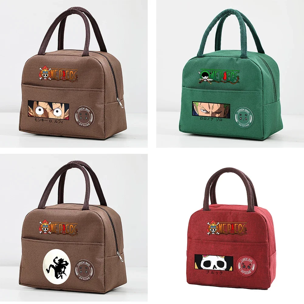 One Piece Lunch Bag Anime Cartoon Luffy Zoro Waterproof Printed Thermal Lunchbox Handbag Student Food Organiser Birthday Gifts